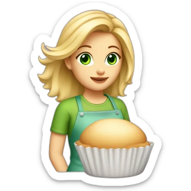 Blonde-hair-big-green-eyes-girl-baking sticker