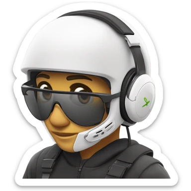 White giro with gaming headset and Xbox controller sticker