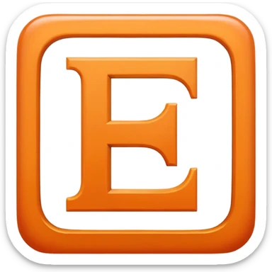 make me an emoji of the letter E  orange square witha white E in the center with a times new roman looking font sticker