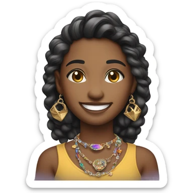smiling girl with jewelry sticker
