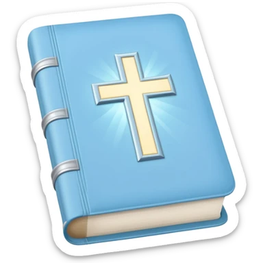 a emoji pastel baby blue and silver bible glowing  sticker