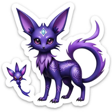 Shiny Dark-gradient Exotic Badass Royal Mysterious Gothic Noibat-Espeon-Pokémon-Fakémon-hybrid-creature (full body) sticker
