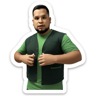 male portrait with green shirt sticker