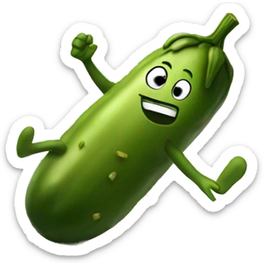 A pickle dancing on a pile of paperwork sticker