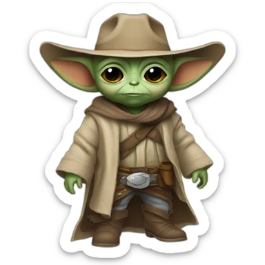 cowboy baby yoda sticker