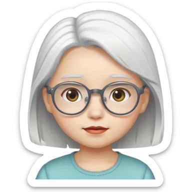 white haired little girl with glassess sticker