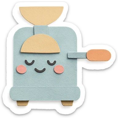 small home coffee roaster machine with blushing cheeks, soft pastel colors sticker