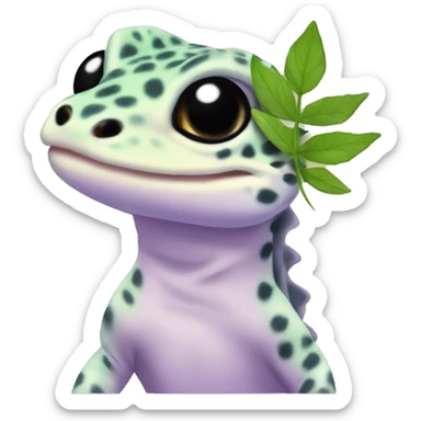 Lavender leopard gecko with leaf ninja headband sticker