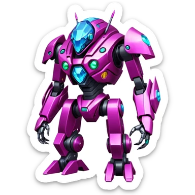 Edgy badass cool awesome epic sapphire emerald citron topaz magenta radioactive faulty rue ruby Tropical Futuristic Modern Mecha-Fakémon-hybrid-creature (full body)  sticker