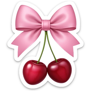 cherries with light pink bow sticker