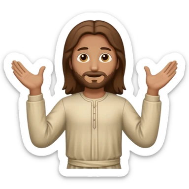 fullbody Lazarus, Jesus's friend, with brown hair, normal emoji style, with hands raised sticker