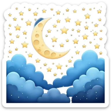 nighttime sky with moon and stars sticker
