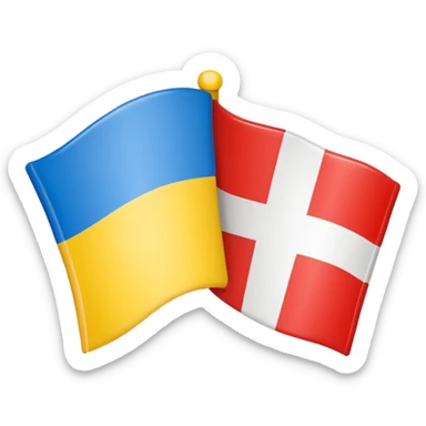 Ukrainian flag hugging Swiss flag   sticker