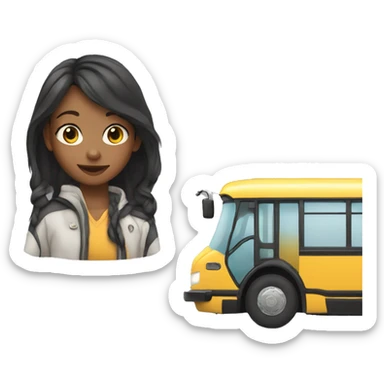 youg girl driving a bus sticker