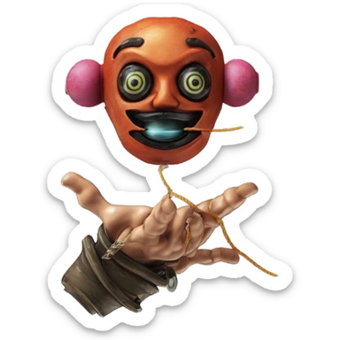 the hand of the puppeteer that holds the doll on strings tied to the fingers sticker