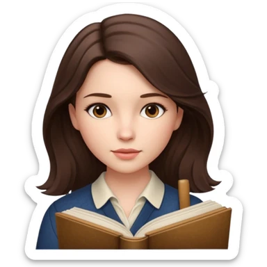 Cinematic Realistic Journal Portrait, depicted with lifelike skin texture, subtle rosy undertones, and soft natural lighting that enhances the gentle contours of her face. Her intricately detailed brunette hair is elegantly styled , sticker