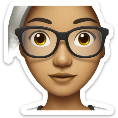 half asian half Dominican girl with rectangle glasses and long black hair  sticker