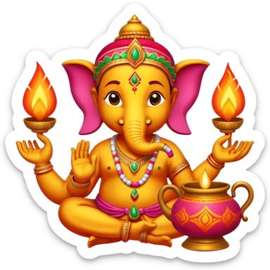 Create an Indian Emoji including 3 to 4 Indian festival. Make it creative and decorative.  sticker