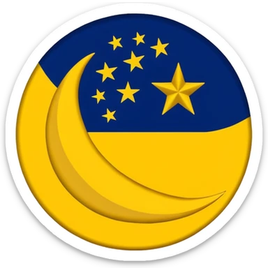 Flag of the actual Azad Kashmir with yellow stripes,green background and white moon and star sticker