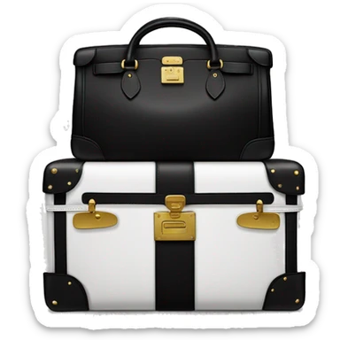 Aesthetic One black Hermes Birkin bag stay on the top of another luxury black baggage, like in An airport sticker