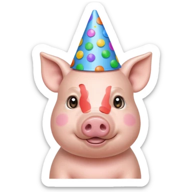Party Pig – small pig with cone party hat and confetti sticker