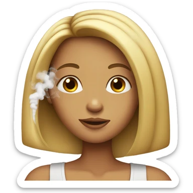 Pretty girl with long straight hair smoking sticker