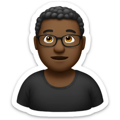 black Fat man with kacamata hitam sticker