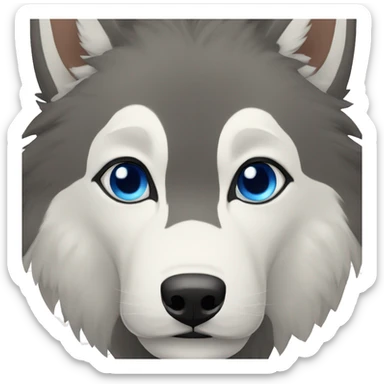 lobo siberiano de ojos azules y pelo blanco  sticker