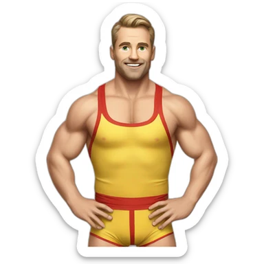 vintage colorful wrestling clothes for white men sticker