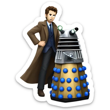 10th doctor riding a dalek sticker