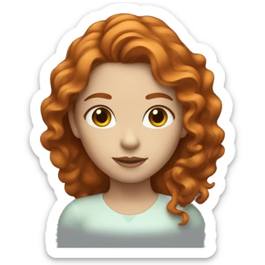 girl with wavy ginger hair and brown eyes. white skin.  sticker