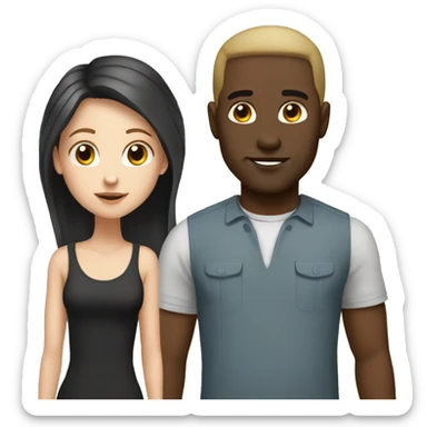 Couple white girl black man sticker