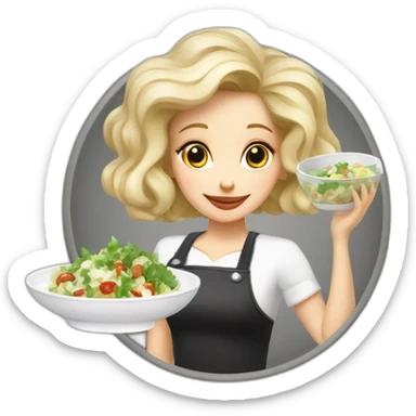 Lyubov Sable with a plate of olivier salad sticker