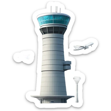 modern air traffic control tower, full size realistic sticker