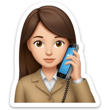 ￼ Brunette Haired Girl on the phone  sticker