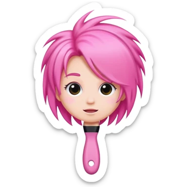 hair brush pink sticker