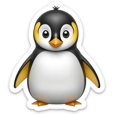 cinematic-cute-emperor-penguin-portrait-emoji,-head-tilted-playfully-and-inquisitively,-with-glossy,-pristine-plumage,-sparkling-eyes-filled-with-curiosity,-simplified-yet-irresistibly-adorable-features, black, large black eyes face sticker