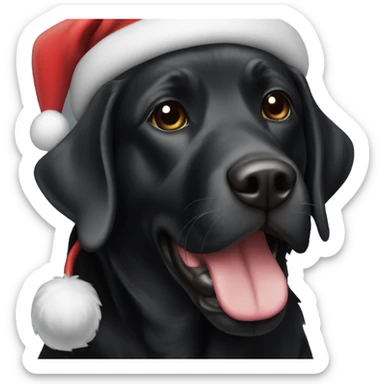 Black lab with Santa hat sticker