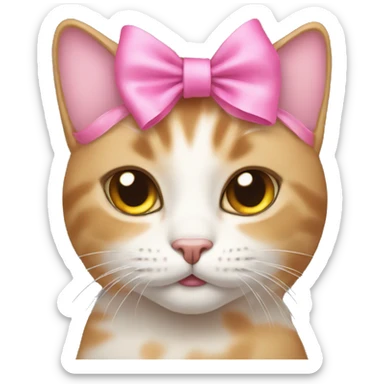 Cat with pink bow on her head sticker
