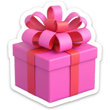 Add a large decorative bow to the pink gift, keep the 3d emoji style, no background. sticker