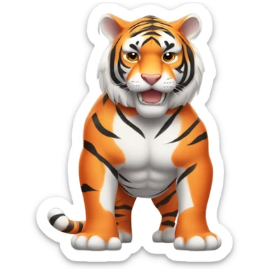 Orange tiger with white stripes instead of black sticker