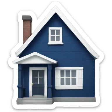 Cute small dark blue house with white accent  sticker