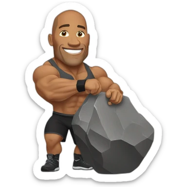 Dwayne Johnson lifting a rock sticker