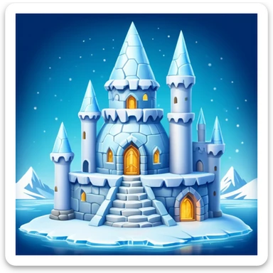 Ice castle wizard tower home for a penguin, magical igloo with spell books and potions sticker