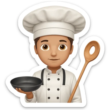a chef is holding a pan sticker