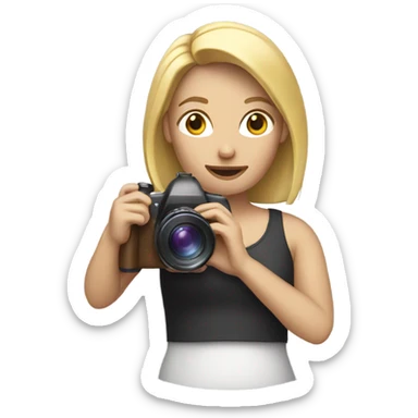 Woman taking photography with blond hair sticker