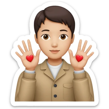 Carazon coreano uniendo dos manos con los dedos corazon y pulgar sticker