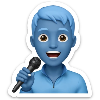 Avatar singing blue character with mic  sticker