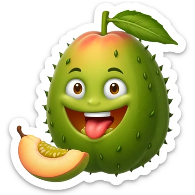 Laughing peach cooking a menacing pickle sticker