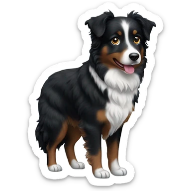 Small black australian shepherd dog winter scene  sticker